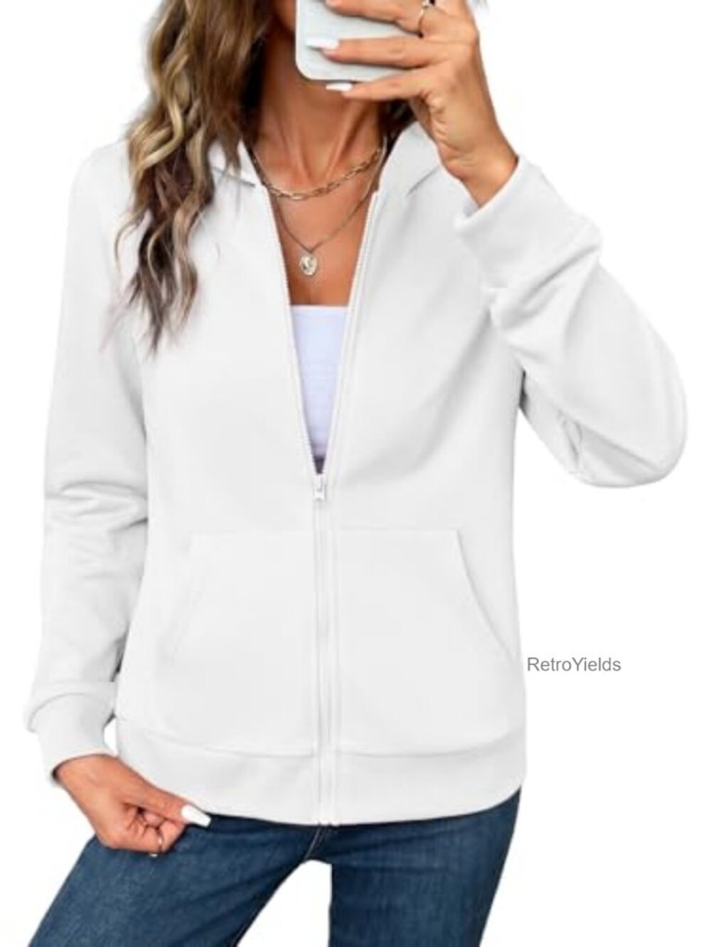Women's Full Zip Hoodie Lightweight Soft Slim Fit Long Sleeve Hooded Sweatshirt